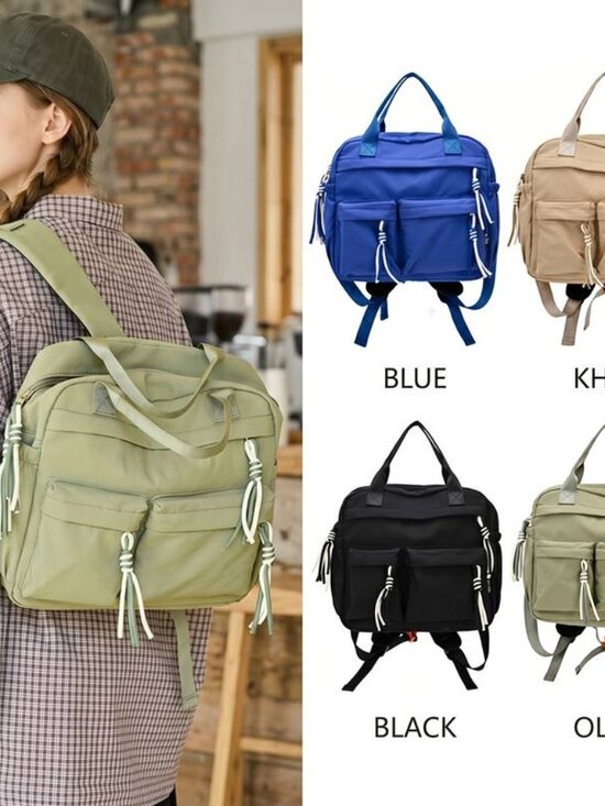 Large Capacity Nylon Backpack Crossbody Bag with Phone Pocket main image 8